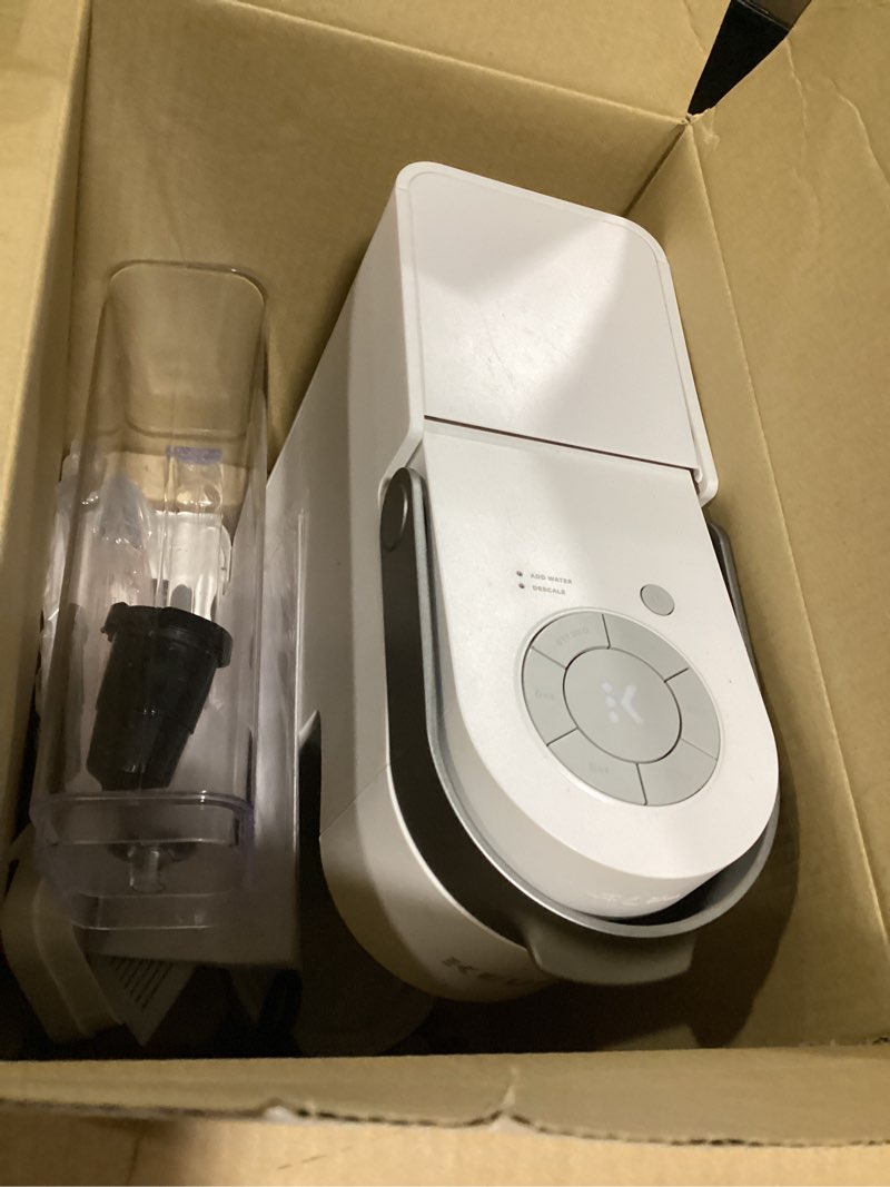 Condition photo showing As Is for keurig k-supreme single serve k-cup pod coffee maker, multistream technology, 4 brew sizes, 66oz dual-position removable reservoir, white white coffee maker