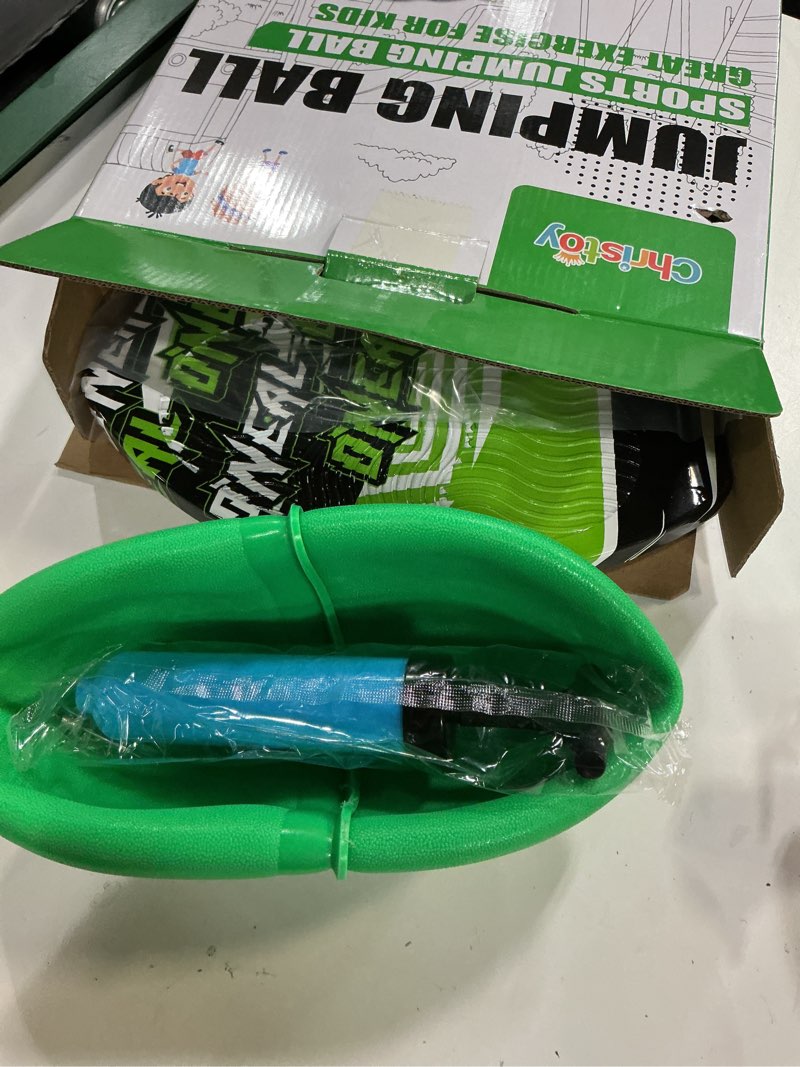 Condition photo showing New/Like New for pogo ball with handles for kids & adults, pogo balance bounce ball,pogo trick board for girls and boys ages 6 and up (green-colourful)