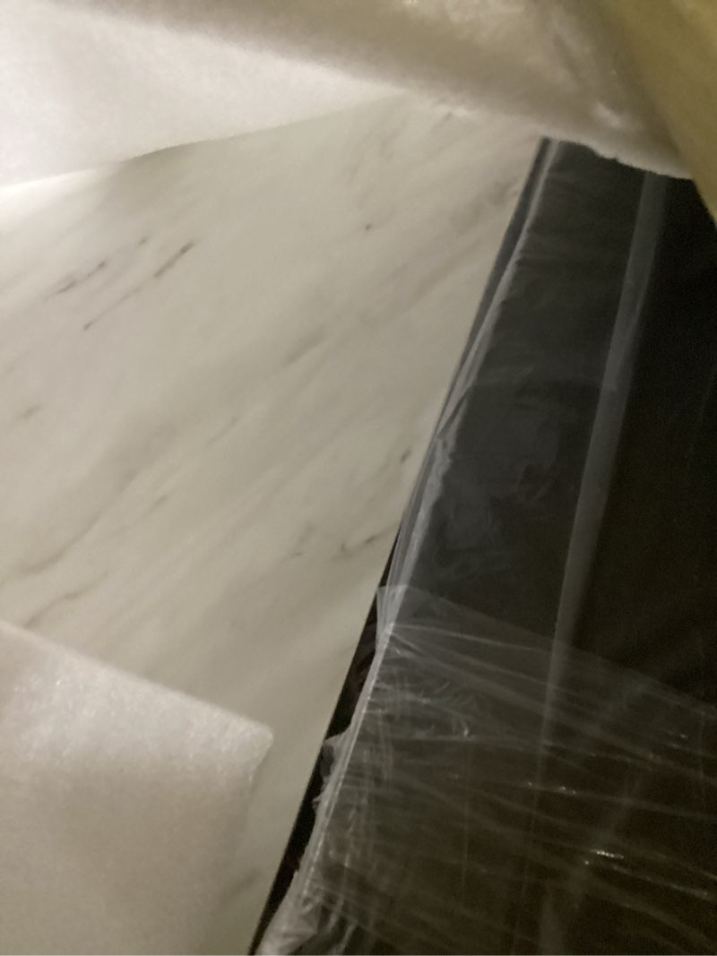 Condition photo showing New/Like New for 51" Home Office Desk Modern Computer Desk 51.2x23.6x29.5 inches PC Table with Thicken Frame Industrial Style Sturdy Metal Frame Furniture for Writing Gaming Marble White+Black Marble White 51