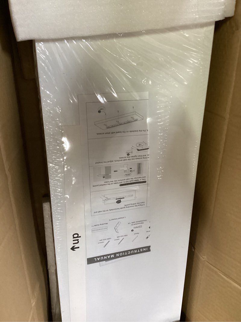 Condition photo showing Good Condition for BAYKA Floating Shelves, 48 inches Long Heavy Duty Wall Mounted Rustic Wood Shelves for Bathroom, Bedroom, Living Room, Kitchen, Office, Hanging Shelf for Books/Storage/Decor(White,Set of 2) C. White - Modern Minimalist Style 48inches