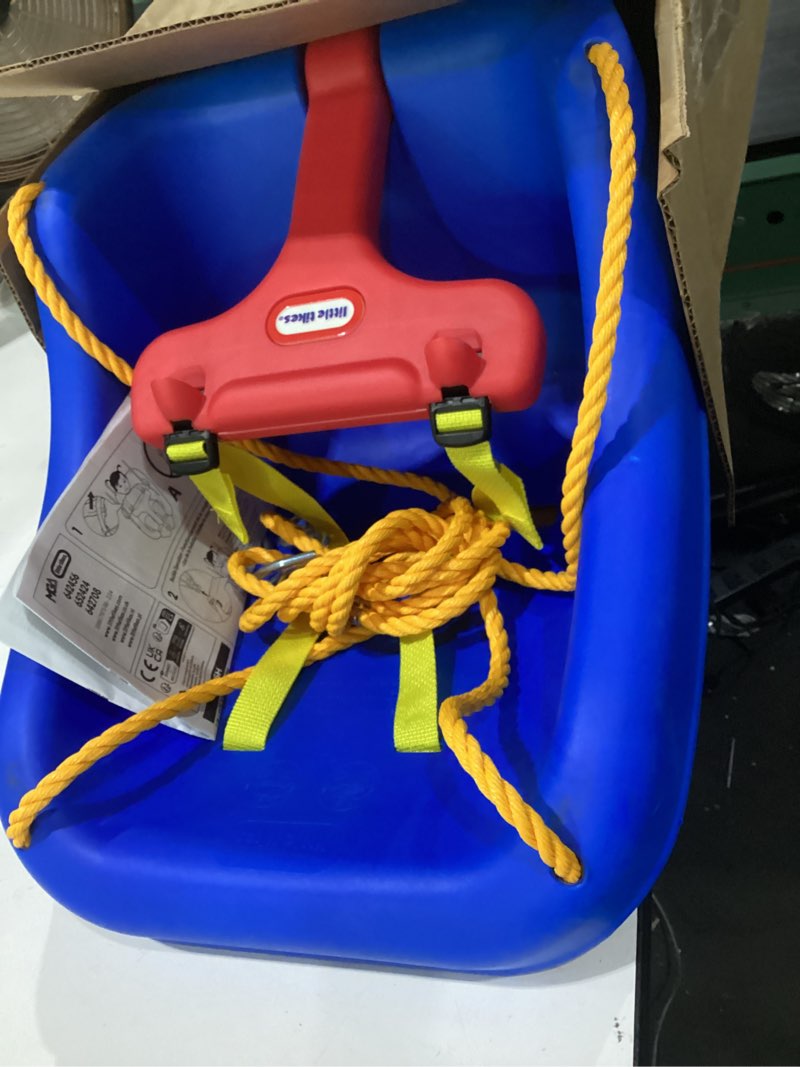 Condition photo showing Good Condition for little tikes snug 'n secure blue swing with adjustable straps, 2-in-1 for baby and toddlers ages 9 months - 4 years
