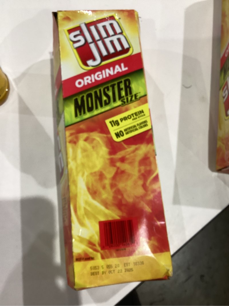 Condition photo showing New/Like New for Slim Jim Monster Smoked Meat Sticks, Original Flavor, 11g Protein Per Stick, 1.94 oz. (18 Count)