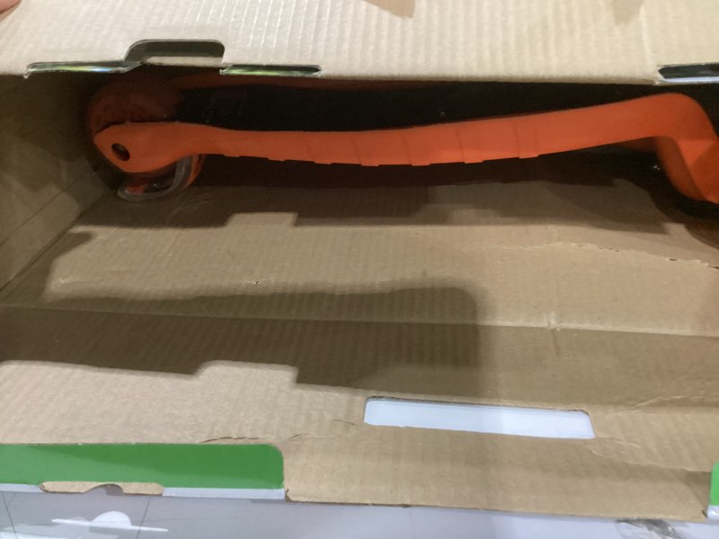Condition photo showing Good Condition for lifemaster mini 3-wheel kids scooter with multi-color wheel lights – 4-height adjustable handlebar, wide anti-slip deck, child safety certified, boys & girls ages 2+ supports up to 110 lbs orange children and toddler