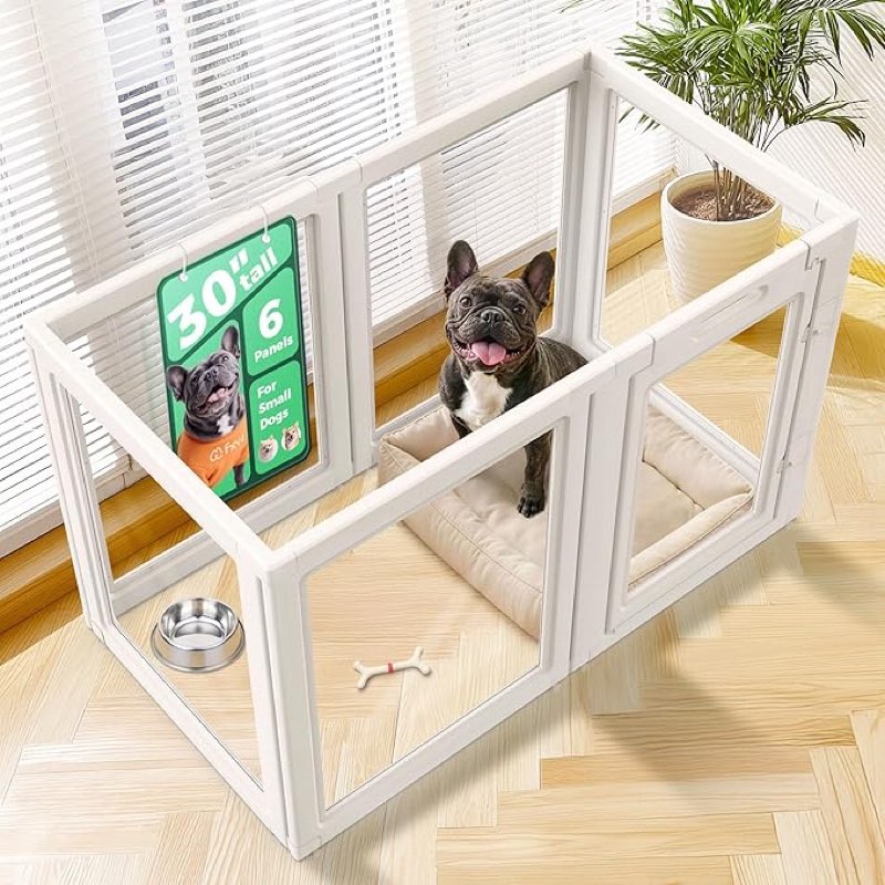 (Similar design)FXW AuraSpace Acrylic Indoor Dog Playpen for Medium Dogs, 50x 60 cm , 2 Panels, White
