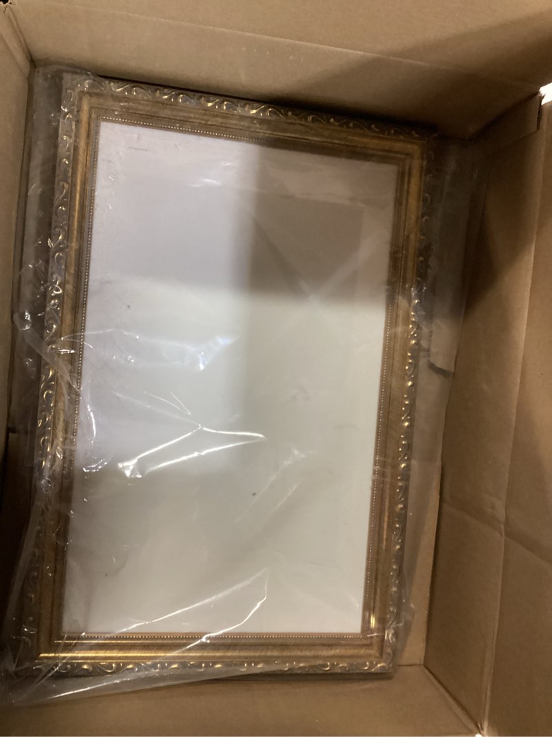 Condition photo showing New/Like New for Poster Palooza 10x16 Frame Gold Antique Solid Pine Wood Picture Frame with UV Acrylic Plexiglass, Foam Board Backing & Hanging Hardware Included