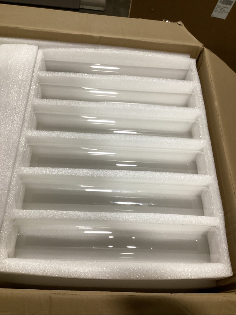Condition photo showing Good Condition for Treela 48 Pcs 2.5" W x 14" H Hurricane Candle Holder Sleeve Bottomless Glass Cylinder Candleholder Tall Candle Glass Cover Clear Open Ended Shade Chimney Tube Cover for Pillar Taper Lamp