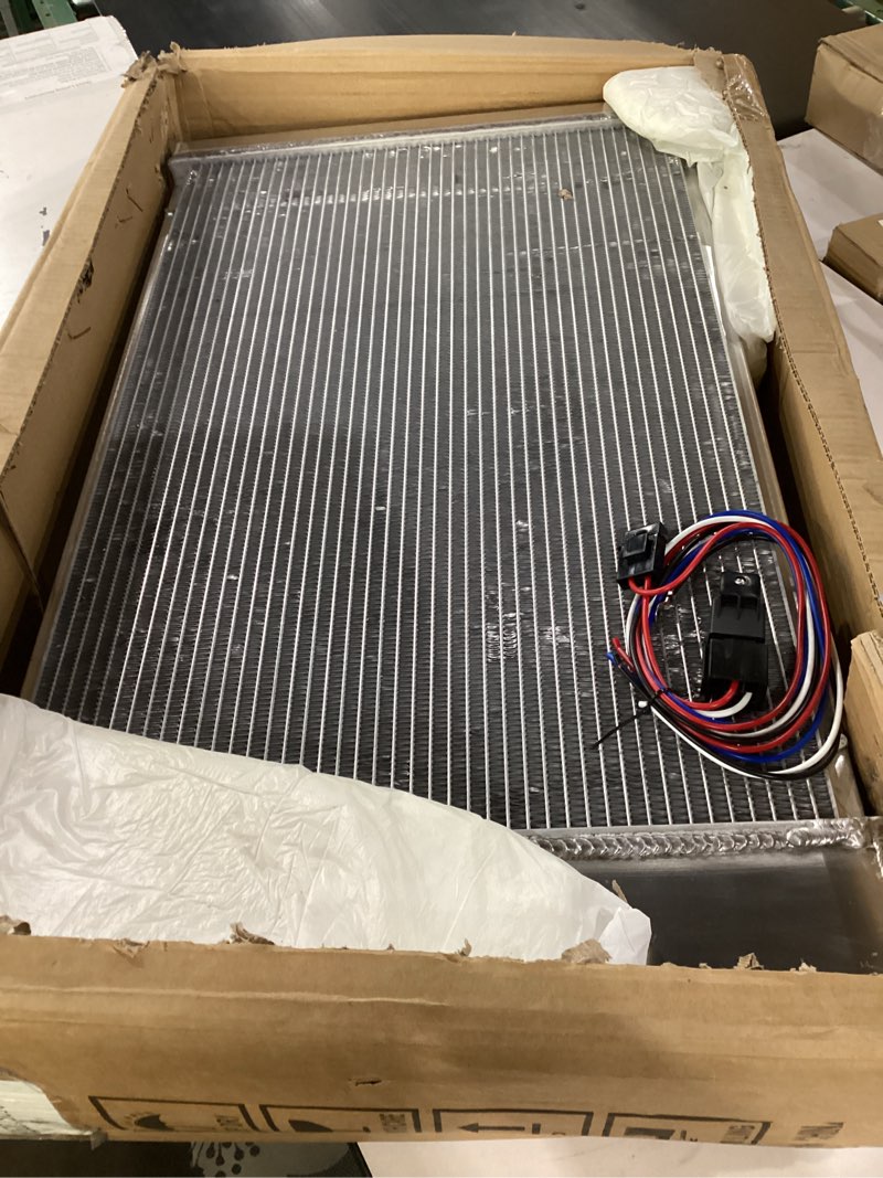 Condition photo showing As Is for alloyworks 3 row full aluminum radiator + 2x12" fans shroud + relay for 1977-1987 chevy nova c/k/g/p 10 20 30 40, buick century skylark1977-1980 gmc c/k/g 15 25 35 1500 2500 3500 suburban radiators | full aluminum radiator. high thermal conductivity. corrosion resistance. most cars. long travel. harsh road. frequent use.