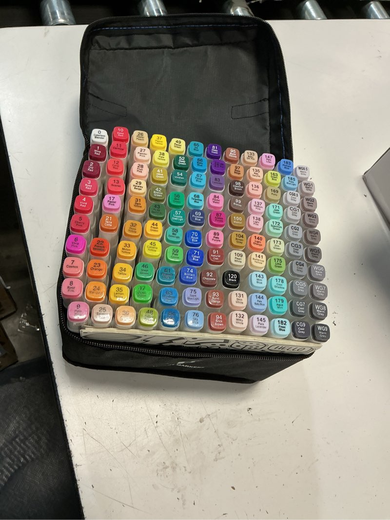 Condition photo showing New/Like New for jack brown 120 colors alcohol markers set with fine & chisel dual tip - professional art markers for adults & kids, perfect for drawing, sketching, coloring & animation - includes durable marker case set of 120