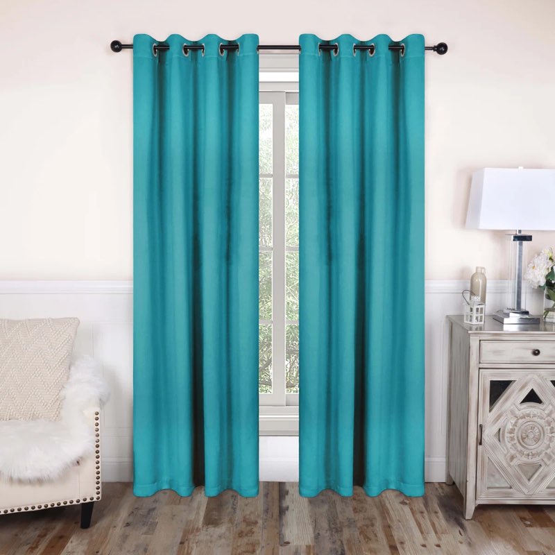 Millendon Solid Modern Polyester Room Darkening Curtain Pair Curtain Color: Cerulean Blue, Size per Panel: 52" W x 63" L