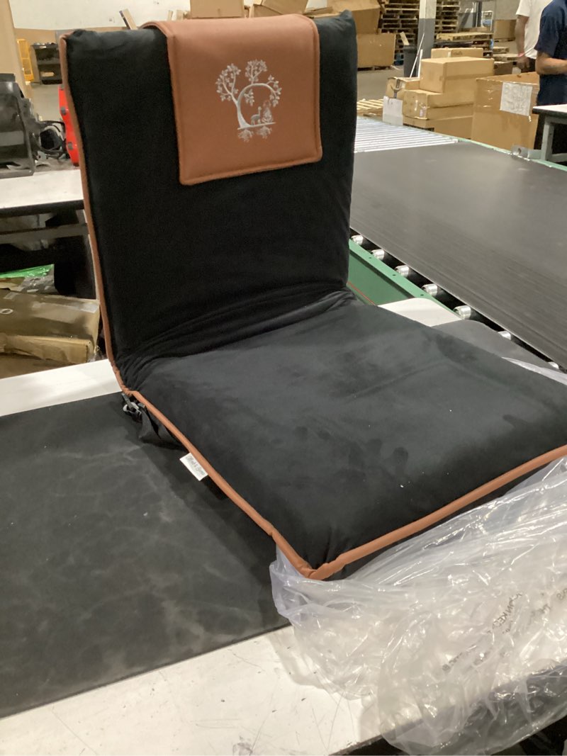 Condition photo showing Good Condition for (black & brown) japanese meditation chair with back support for adults – premium meditation chair with adjustable and foldable backrest for sitting, yoga, and gaming – folding chairs 