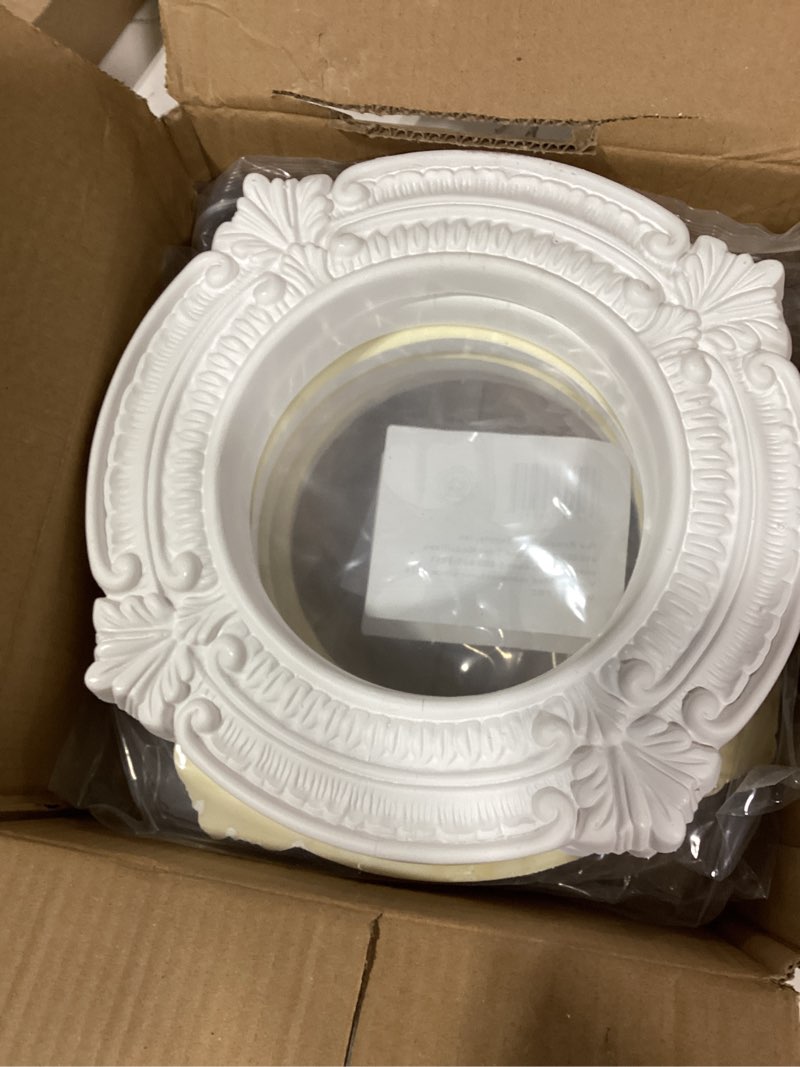 Condition photo showing Good Condition for Renovators Supply Manufacturing Recessed Lighting Trim 10 in. Wide White Polyurethane Ornate Recessed Ceiling Light Trims Pack of 5 White - Ornate Pack of 5