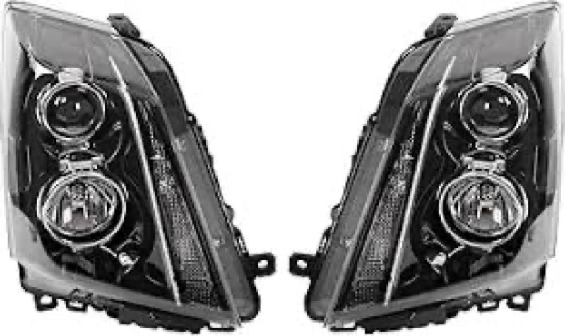 hecasa pair headlight assembly compatible with 2008-2014 cadillac cts projector front lamp not compa