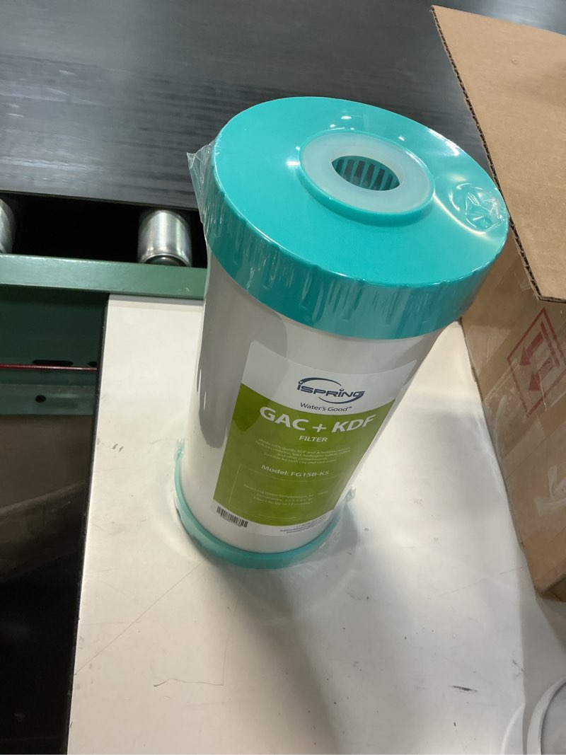 Condition photo showing New/Like New for ispring fg15b-ks premium quality super capacity gac and kdf carbon filter replacement cartridge for direct connect under sink water filtration system us21b & us21b-cpb, 10” x 4.5”