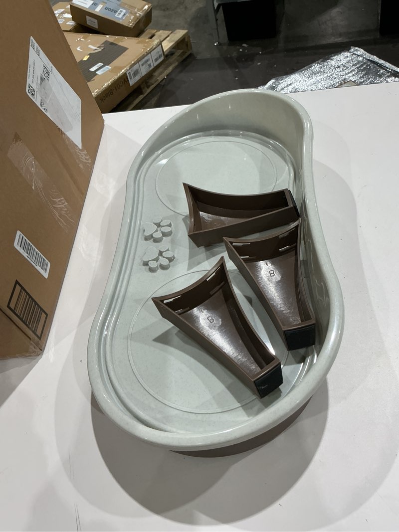 Condition photo showing As Is for similar dog bowl holder stand elevated pet feeding tray neck spine