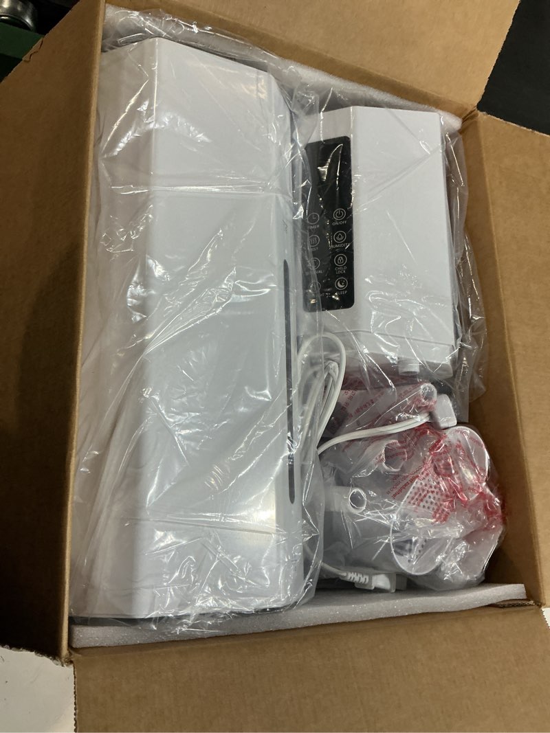 Condition photo showing New/Like New for humidifiers for bedroom - gloryair 2.38gal/9l top fill cool mist humidifier for large room 500ft² 120h last with auto mode 7-color light humidistat aroma box quiet humidifiers for plants baby & adults white single atomizer cool mist