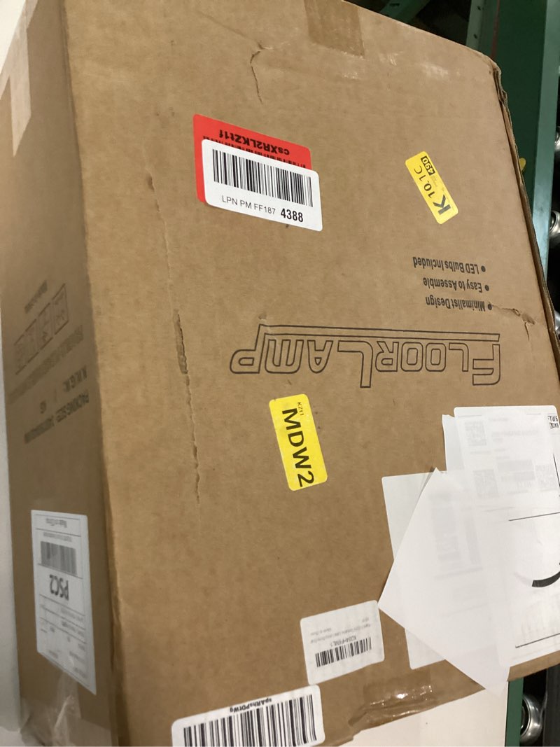 Condition photo showing New/Like New for Fiqevs Upgraded Dimmable 3 Globe Mid Century Modern Floor Lamp, 3 x 3000K Warm Light LED Bulbs Included, Matt Black Standing Lamp with Sphere Glass Shade, Vintage Tall Lamp for Living Room, Bedroom 3 Globe Dimmable Black