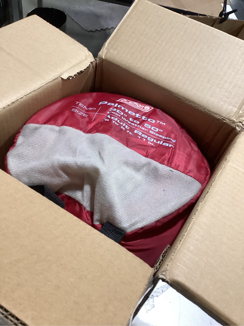 Condition photo showing Good Condition for Coleman Brazos 20/30°F Adult Cool-Weather Sleeping Bag with No-Snag Zipper & Stuff Sack, Machine Washable, Great for Camping, Traveling, Guests, & More PFAS-Free 30°f