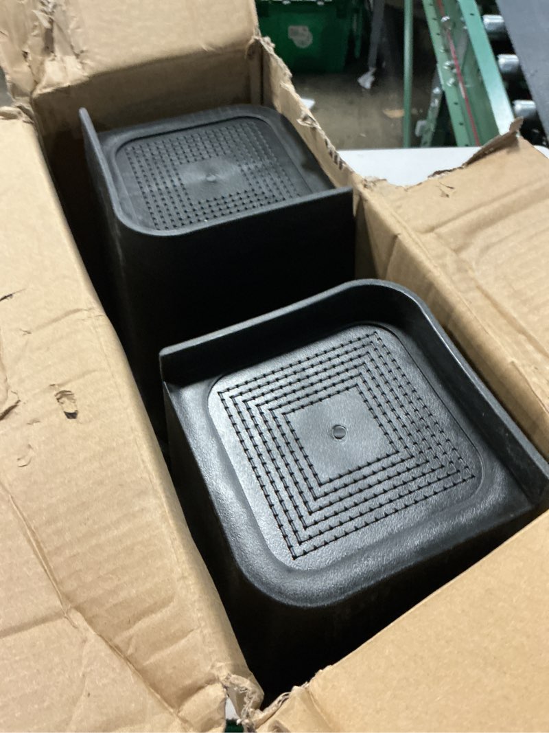 Condition photo showing Good Condition for bed risers 1 inch, 2 inch, 3 inch, 4 inch, 6 inch, 8 inch heavy duty, oversized furniture riser for couch sofa table chair leg frame dorm, support up to 6000 lbs (black 8 pack, 1 inch) black 8 pack 1 inch