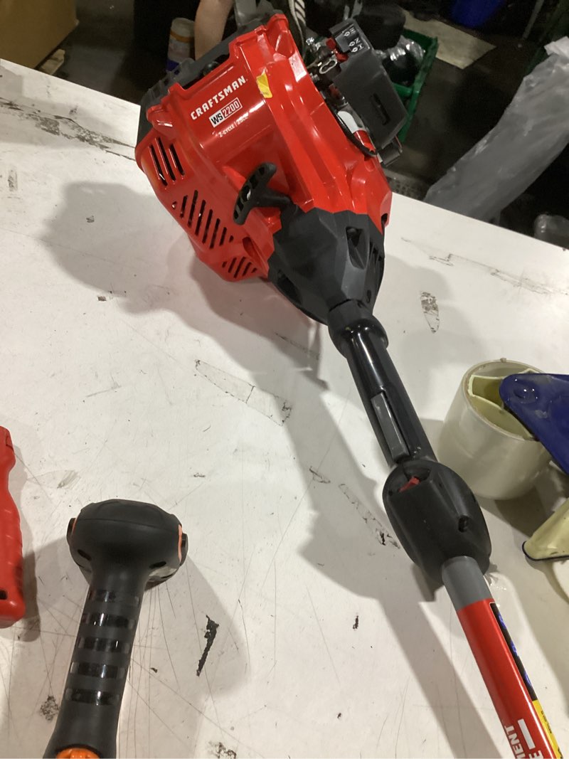 Condition photo showing As Is for (missing hardware) craftsman ws2200 25-cc 2-cycle 17-in straight shaft attachment capable gas string trimmer
