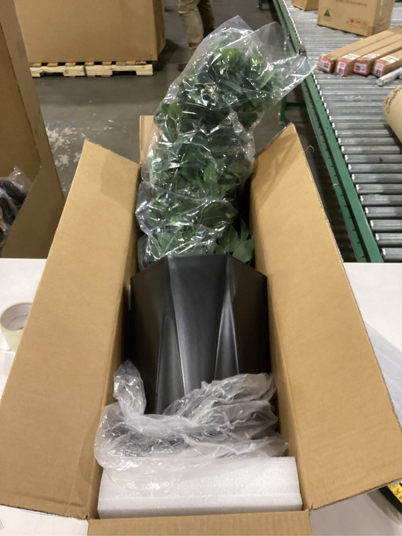 Condition photo showing New/Like New for (Wasn’t open but packaged strangely) Artificial Ficus Tree 5FT - Faux Plant with Black Diamond Planter - Tall Fake Tropical Ficus Floor Plant Potted - Artificial Silk Tree for Home Office Living Room Decor Indoor