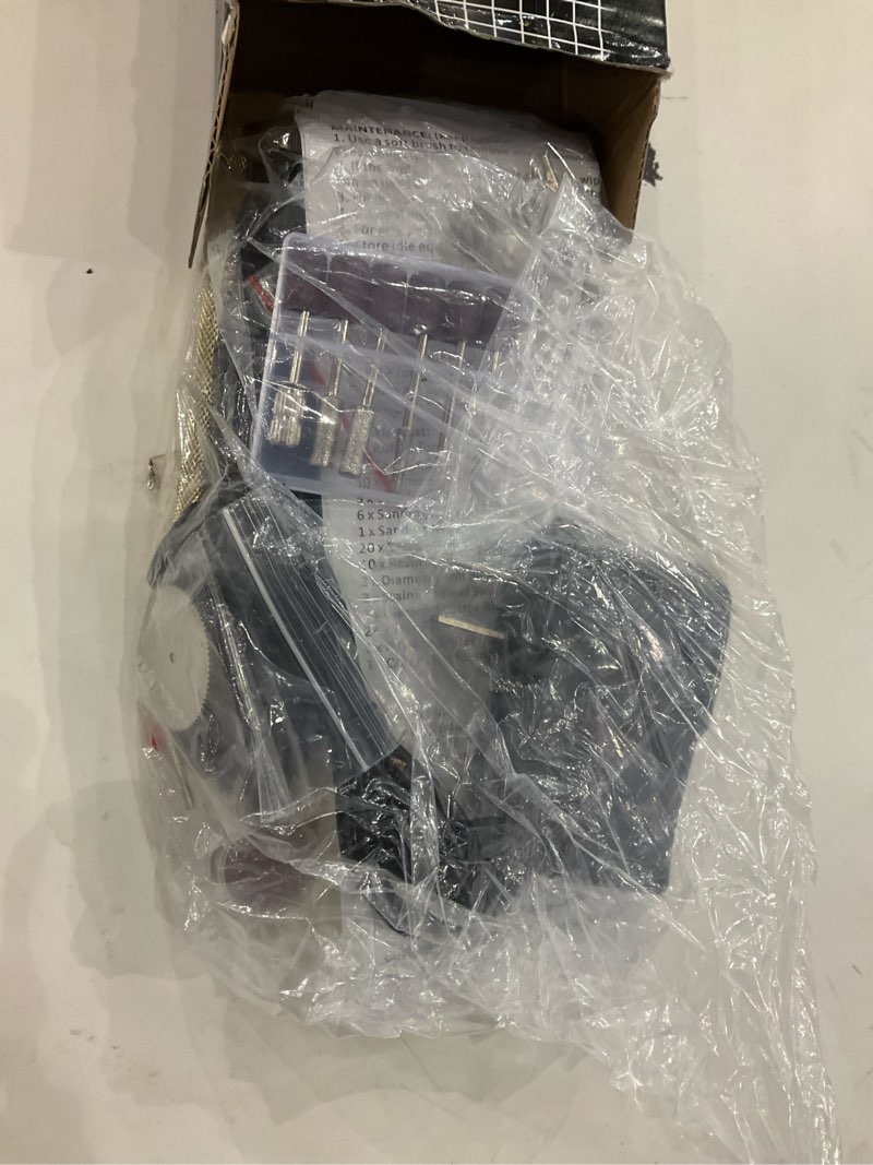 Condition photo showing New/Like New for 108 Pcs Engraving Tool Kit, Multi-Functional Electric Corded Micro Engraver Etching Pen DIY Rotary Tool for Jewelry Glass Wood Metal Plastic with Scriber, 82 Accessories and 24 Stencils - Black