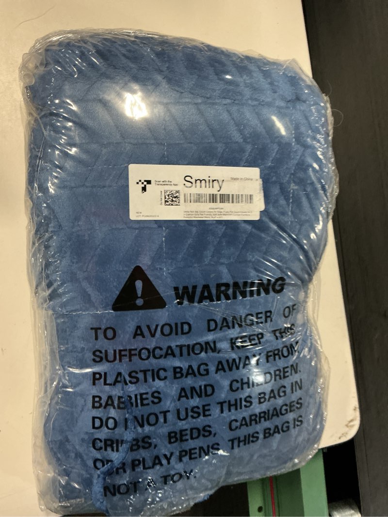 Condition photo showing New/Like New for smiry couch cover for dogs, non slip fuzzy pet sofa covers washable for 2-3 cushion couch, soft thick furniture protector for cats dogs, against fur, dirt, scratch resistant (navy blue, 27.6"x59") navy blue 27.6"x59"