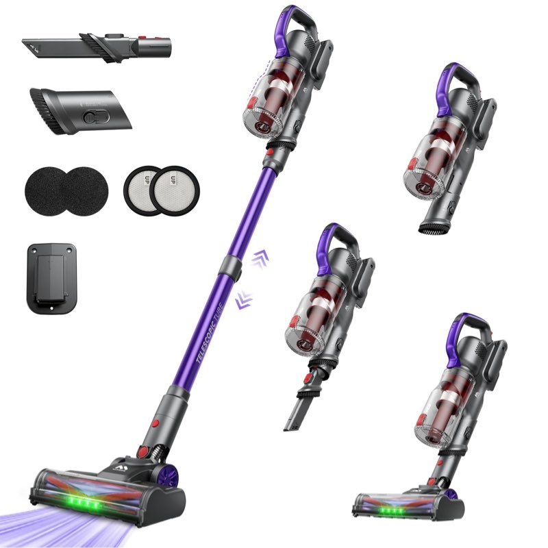 alloymove cordless vacuum cleaner 45kpa, up to 60mins runtime lightweight powerful suction vacuum cleaners for home, 3 suction modes, rechargeable stick vacuum for all floor/carpet/pet hair/car, a03