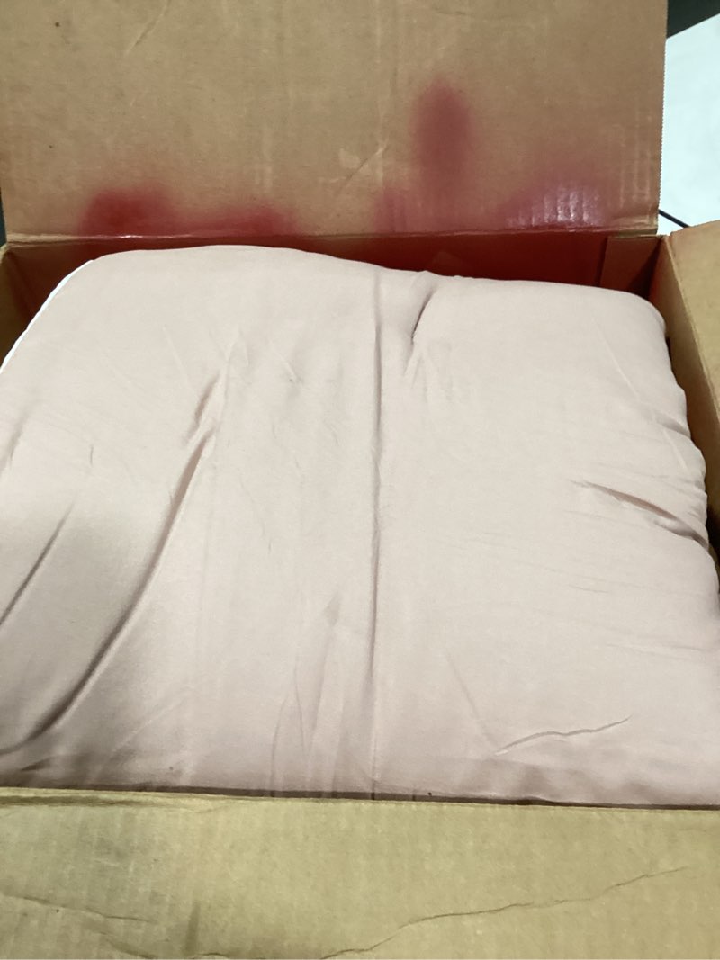Condition photo showing As Is for bloomhaven king comforter set -7 pieces pink floral comforter set for all seasons, bed in a bag king with botanical flowers comforter, sheets, pillowcases & shams rose king