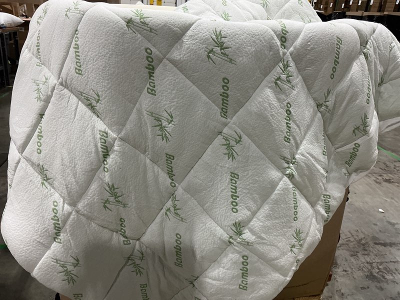 Condition photo showing As Is for niagara sleep solution ultra soft twin size mattress topper - viscose made from bamboo pillow top mattress pad for back pain relief - naturally cooling for hot sleepers, green twin 1 green