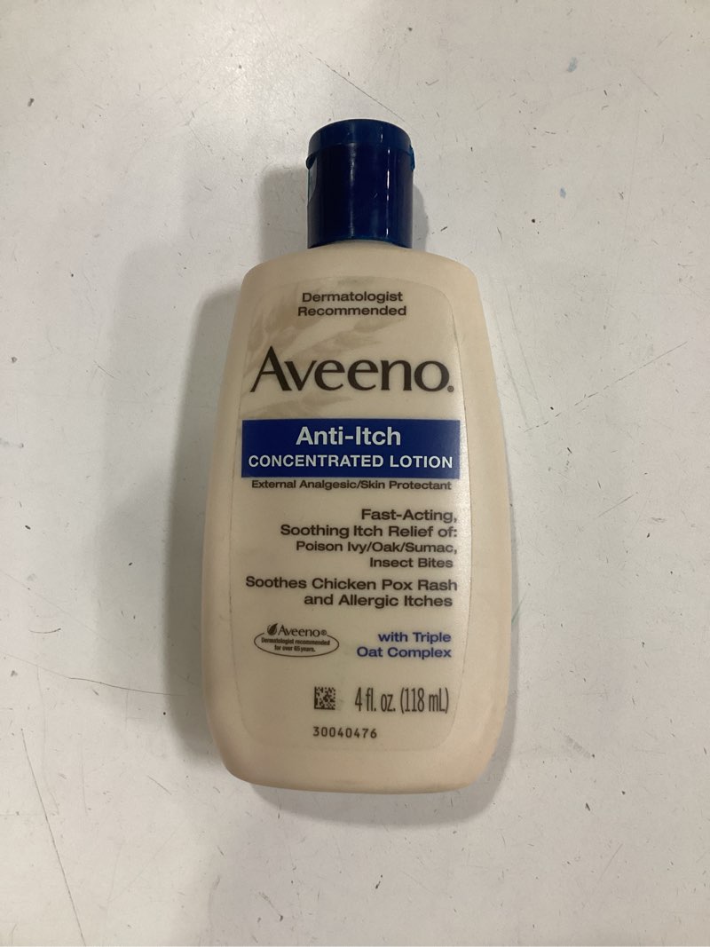 Condition photo showing As Is for aveeno, anti-itch concentrated lotion, 4 fl oz 4 fl oz (pack of 1)