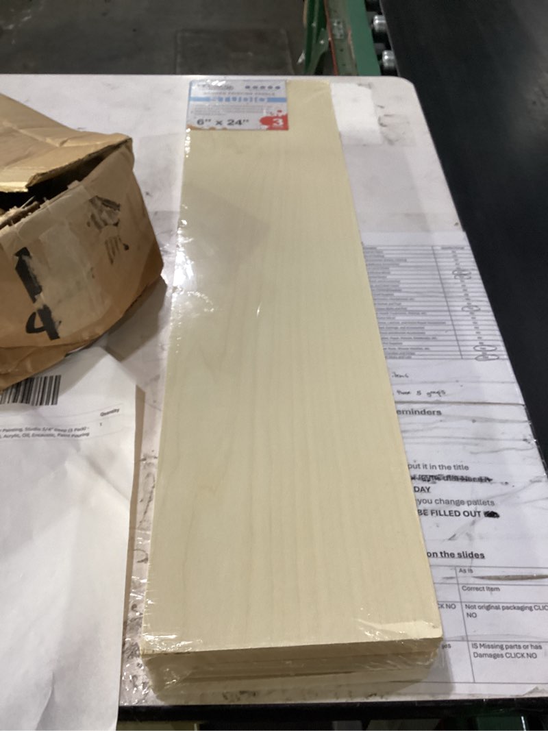 Condition photo showing New/Like New for u.s. art supply 06" x 24" unfinished cradled wood panels for painting, studio 3/4" deep (3 pack) - artist depth birch wooden wall canvases - mixed-media craft, acrylic, oil, encaustic, paint pouring