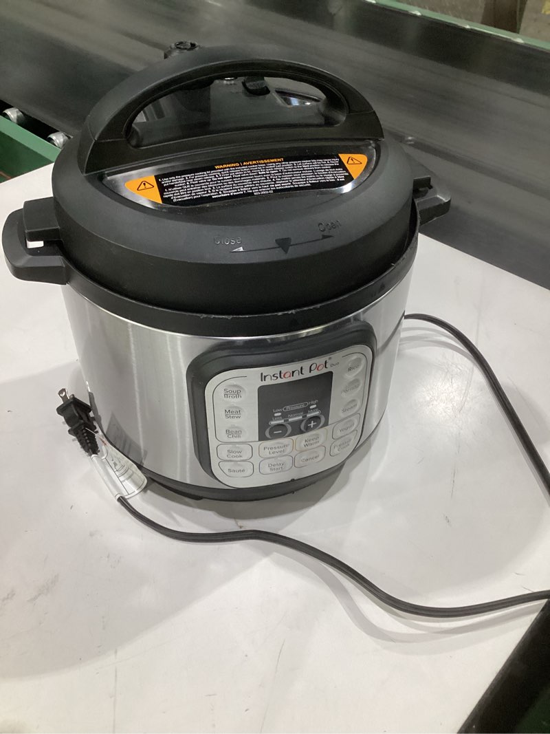 Condition photo showing Good Condition for (used, not tested)instant pot duo 7-in-1 mini electric pressure cooker, slow rice cooker, steamer, sauté, yogurt maker, warmer & sterilizer, includes free app with over 1900 recipes, stainless steel, 3 quart
