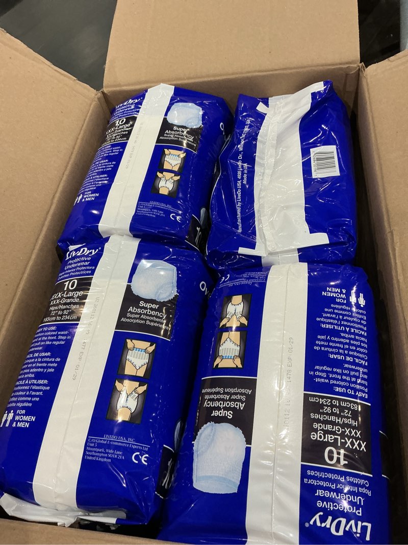 Condition photo showing Good Condition for livdry 3xl overnight adult diapers for women and men  incontinence underwear (xxx-large  10-pack)