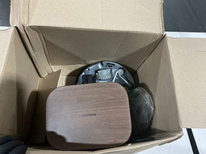 Condition photo showing As Is for switchbot k11+ robot vacuum & mop with matter, 6000pa suction, 90-day hands-free self-emptying, lds navigation, 3.6? ultra-slim, anti-tangle for pet hair, works with alexa, google home, apple home