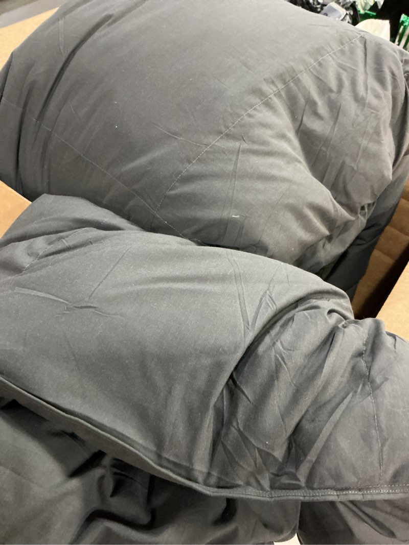 Condition photo showing As Is for queen size, dark gray alternative down comforter - warm, lightweight & breathable hotel quality bedding for men, women, kids and teens - all season oversized cooling microfiber duvet insert comforter 03 - gray queen (88" x 88")