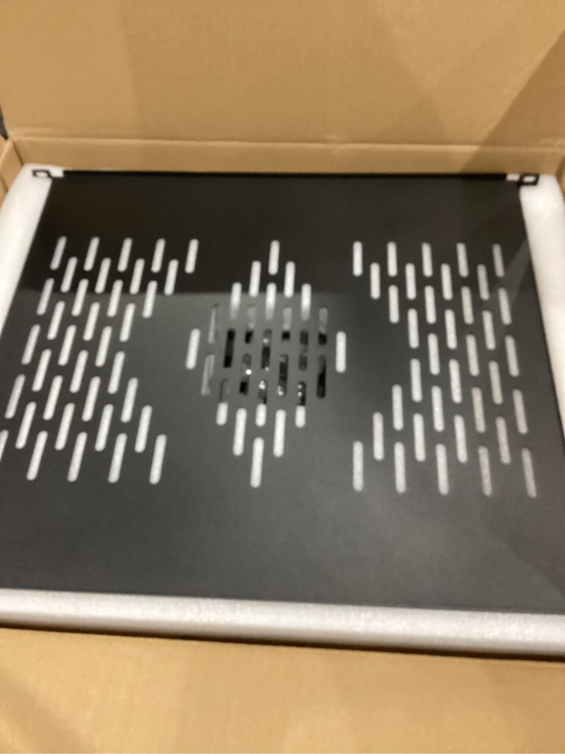 Condition photo showing Good Condition for riveco 2 pcs 1u server rack shelf 19” rack-mount trays 16 inches vented cantilevers for server & network equipment mounting, (40 cm) depth, black