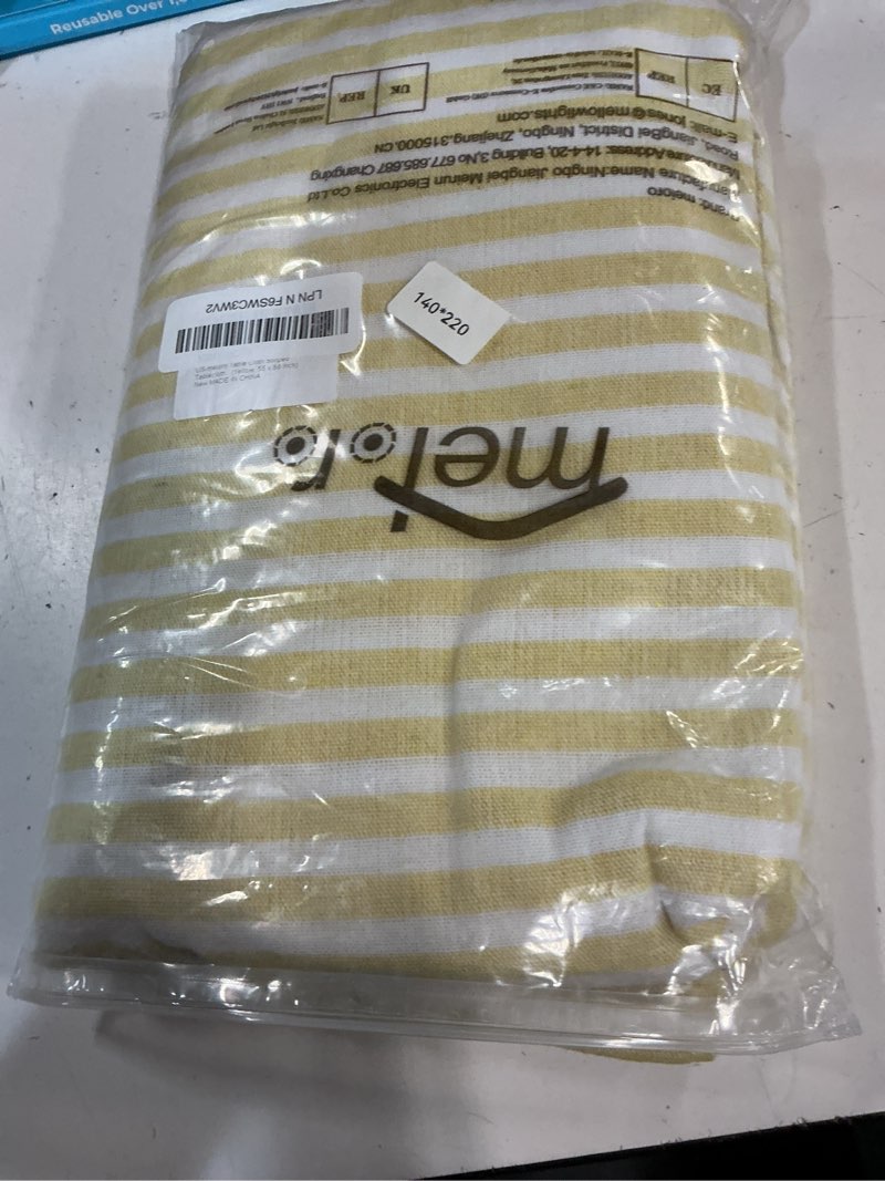 Condition photo showing Good Condition for meioro striped tablecloth rectangle tablecloths cotton blend table cloth washable tabletop decorative fabric table cover for kitchen dinning (yellow, 55 x 86 inch) yellow 86" x 55" (rectangular)
