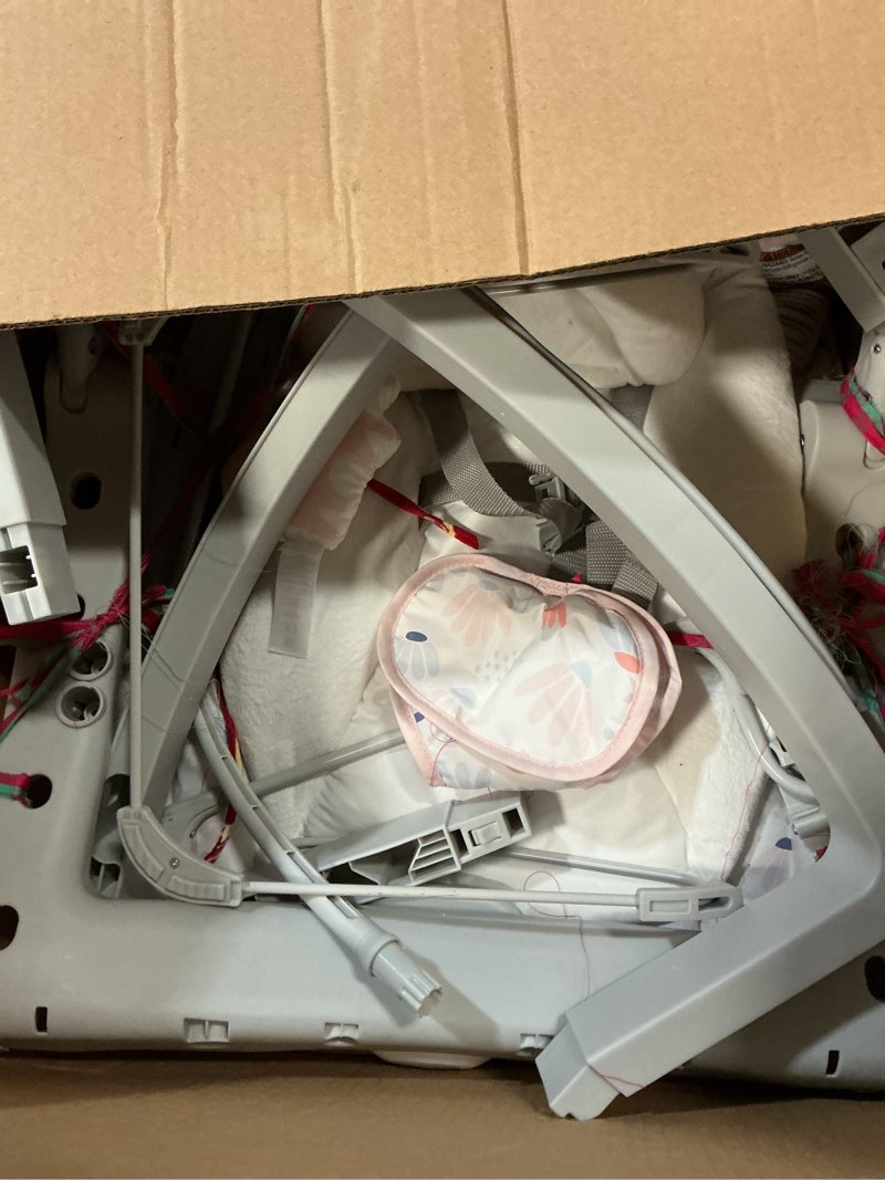 Condition photo showing As Is for Ingenuity Keep Cozy 3-in-1 Grow with Me Vibrating Baby Bouncer Seat & Infant to Toddler Rocker, Vibrations & -Toy Bar, 0-30 Months Up to 40 lbs (Pink Burst)