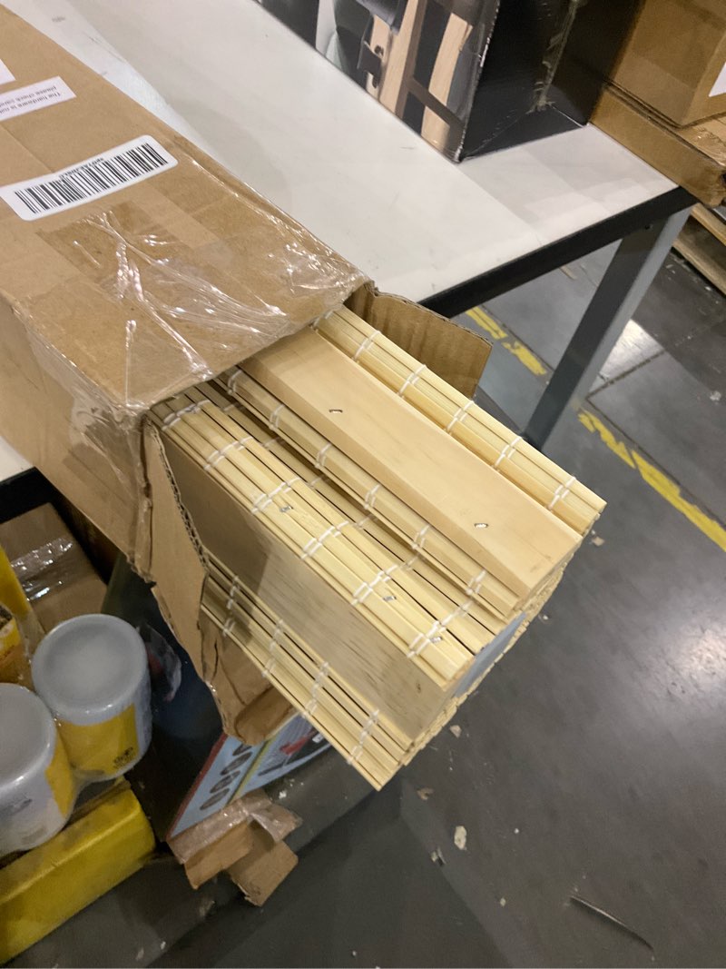 Condition photo showing Good Condition for LazBlinds No Tools No Drill Cordless Bamboo Roman Shades, Privacy Window Treatment, Roll Up Bamboo Blinds for Windows 36'' W x 64'' H, Natural Privacy-natural 36" W x 64" H