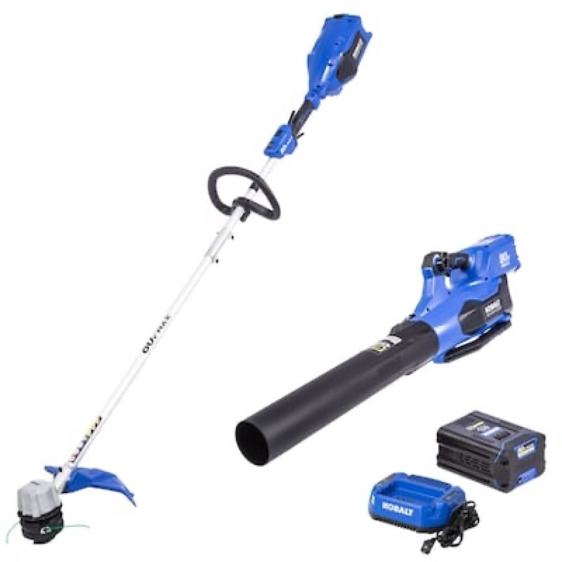 kobalt 80-volt cordless battery string trimmer and leaf blower and combo kit 2.5 ah (battery included) (charger included)