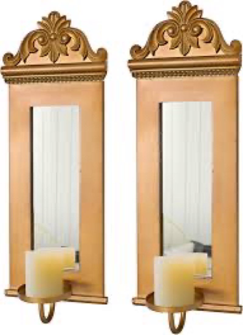 SwallowLiving Candle Sconces Wall Decor Set of 2, Large Antique Gold Wall Candle Holder, 20.5" Tall 