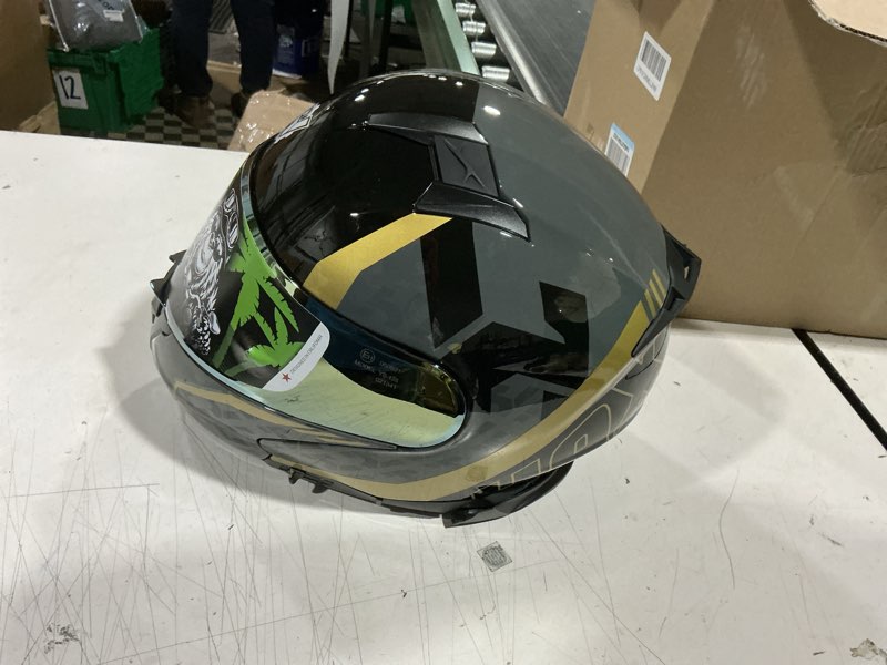 Condition photo showing As Is for hax amatista modular flip-up dual visor motorcycle helmet - dot/ece approved, lightweight, comfortable, and stylish helmet for men and women (wind gold xxl)