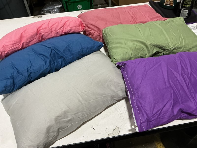 Condition photo showing Good Condition for kigley 6 pack mini pillows for daycare 9.1 x 13.8'' small travel pillow bulk soft breathable cotton pillow for nap travel pet neck lumbar purse insert(classic,dark color)