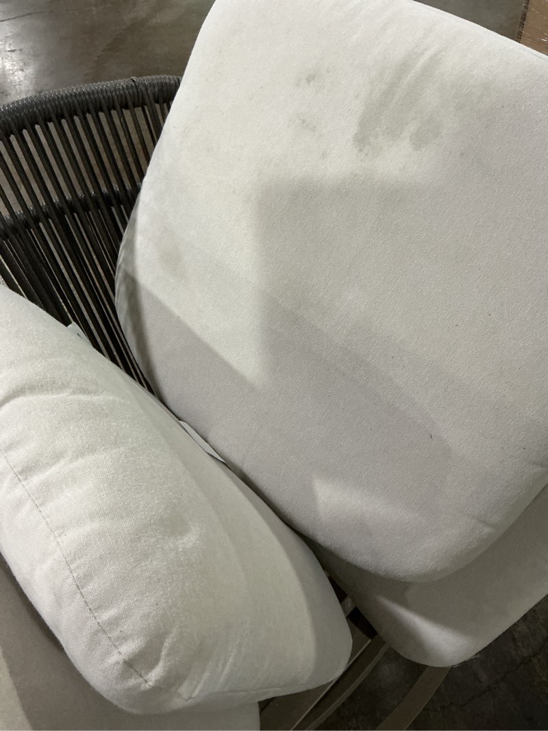Condition photo showing Good Condition for origin 21 lincoln point set of 2 woven tan metal frame stationary dining chairs