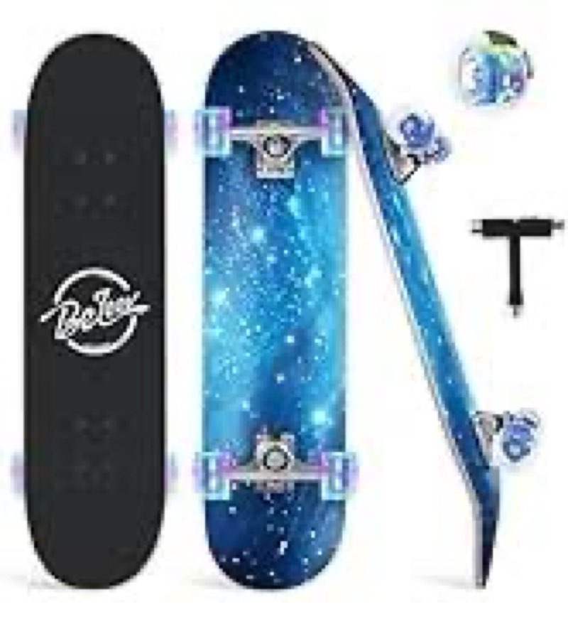 BELEEV Cruiser Skateboards for Beginners, 27 Inch Complete Skateboard for Kids Teens Adults, 7 Ply C