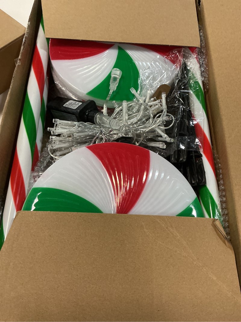 Condition photo showing New/Like New for Lollipop Christmas Pathway Lights Outdoor, 6 Pack 29 Inch 160 LED Pathway Markers Lights with Stakes, Lighted Candy Cane with 8 Light Modes for Xmas Walkway Decor(Red Green and White)