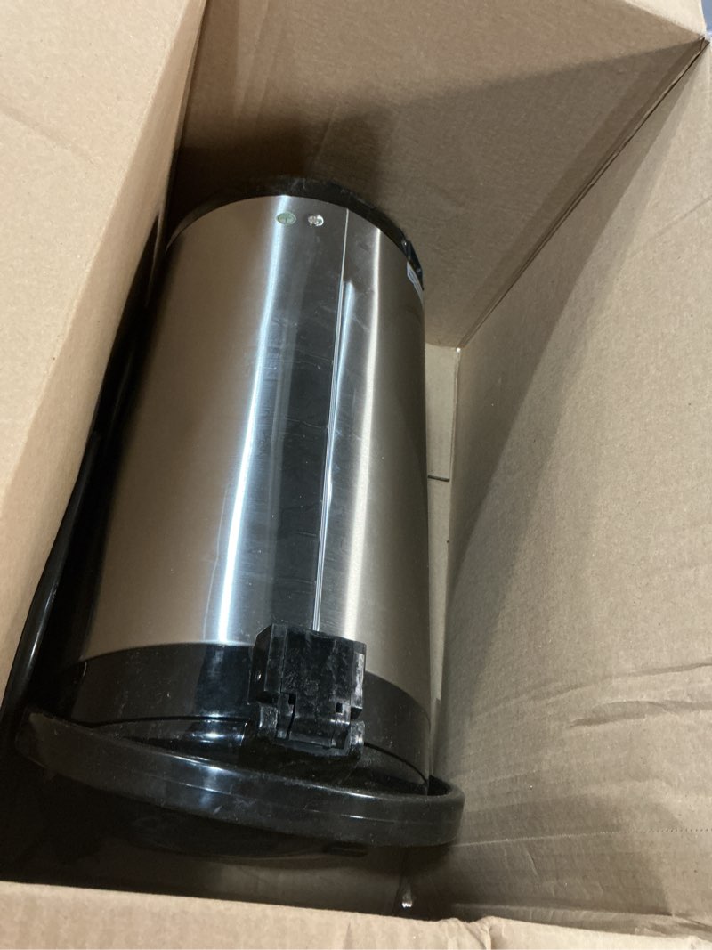 Condition photo showing As Is for nutrichef 5.2 qt electric water kettle, portable, quick heating, 5 liter digital kettle with 5 temperature settings, safety lock, stainless steel, 3 dispensing options, 8.46" x 11.2" x 16.5" 5.3 quarts