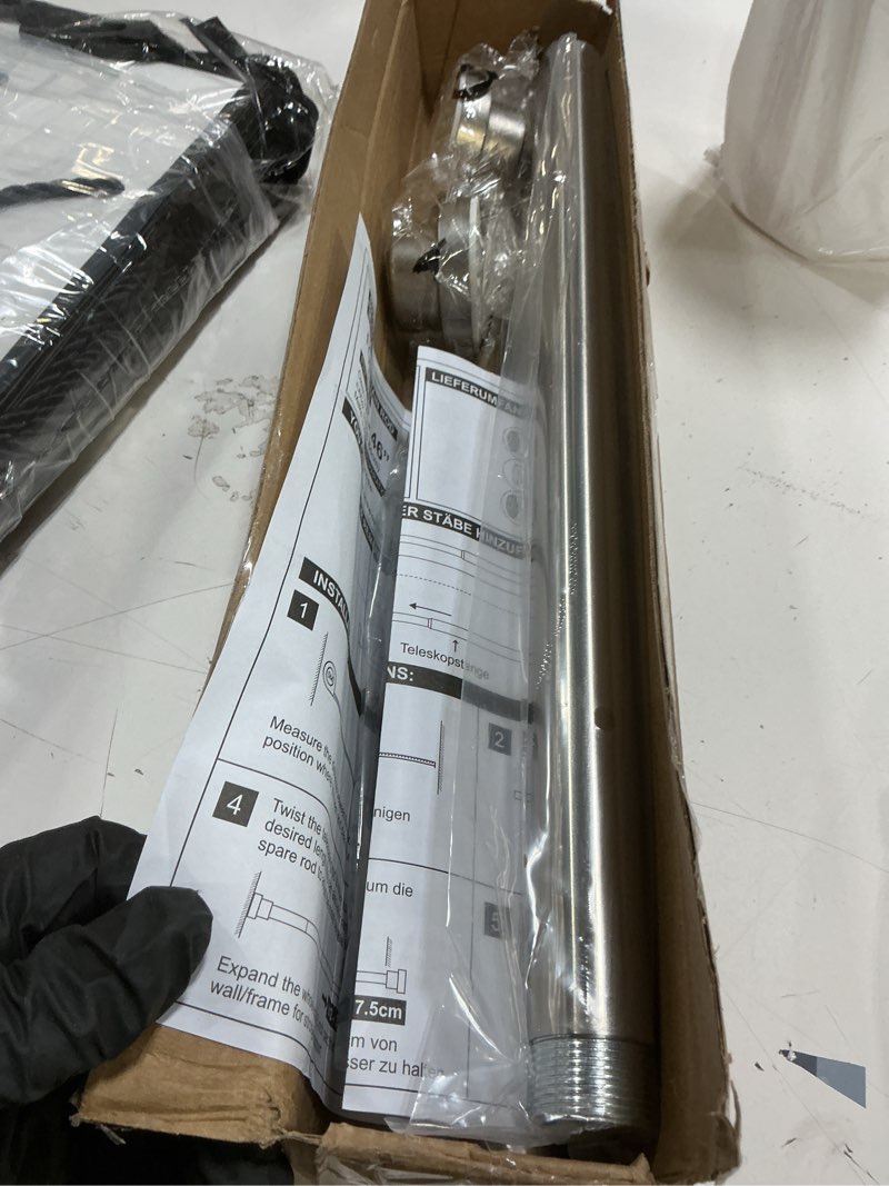 Condition photo showing New/Like New for Shower Curtain Rod, 1" Diameter Heavy Duty Tension Shower Rod, Non Slip Adjustable 28-46 inch No Drilling Shower Curtain Rods Spring Tension For Bathroom, Shower Stall, No Rust, Nickel 28-46 Inches Brushed Nickel