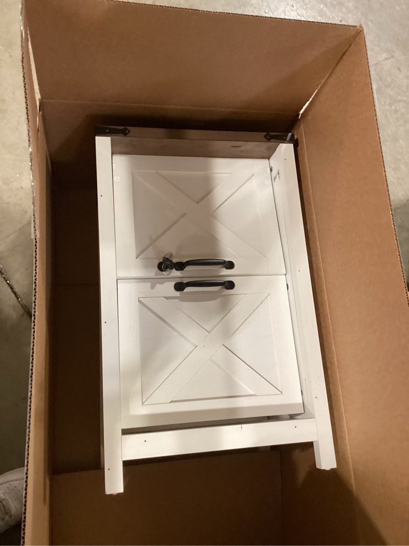 Condition photo showing Good Condition for halitaa 2 drawer small file cabinet with lock, farmhouse vertical filing cabinet fits letter and a4 size, under desk wooden file cabinets for home office, printer stand, rustic white white and lock 2 drawers