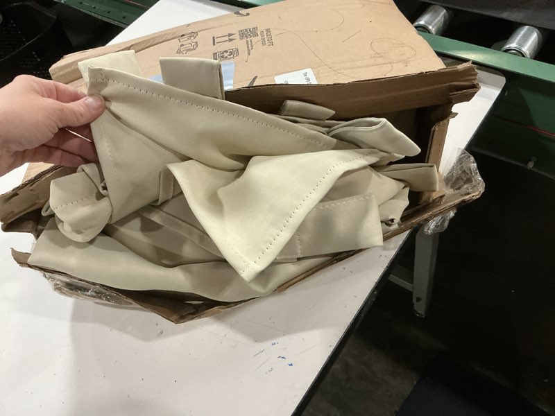 Condition photo showing As Is for beige curtains, size unknown